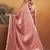 Pink plain satin designer saree with blouse piece