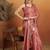 Pink plain satin designer saree with blouse piece