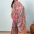 Pink elegant printed georgette saree with blouse piece