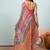 Pink elegant printed georgette saree with blouse piece