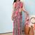 Pink elegant printed georgette saree with blouse piece