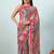 Pink elegant printed georgette saree with blouse piece
