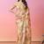 Off white printed linen casual saree with blouse piece