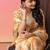 Off white printed linen casual saree with blouse piece
