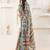 Green printed linen casual saree with blouse piece