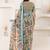 Green printed linen casual saree with blouse piece