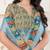 Green printed linen casual saree with blouse piece