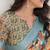 Green printed linen casual saree with blouse piece