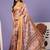 Orange elegant printed polycotton saree with blouse piece