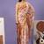 Orange elegant printed polycotton saree with blouse piece