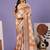 Cream elegant printed polycotton saree with blouse piece