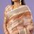 Cream elegant printed polycotton saree with blouse piece