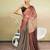 Gold printed satin fashion saree with blouse piece