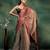 Gold printed satin fashion saree with blouse piece