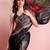 Red printed satin fashion saree with blouse piece