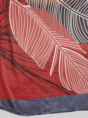 Red printed satin fashion saree with blouse piece 5