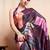 Purple printed satin fashion saree with blouse piece