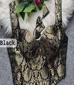 Black zari woven jacquard silk designer readymade saree blouse for women wedding party wear
