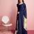 Blue printed satin fashion saree with blouse piece