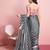 Grey printed satin fashion saree with blouse piece