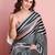 Grey printed satin fashion saree with blouse piece