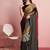Brown printed satin fashion saree with blouse piece