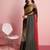 Brown printed satin fashion saree with blouse piece