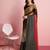 Brown printed satin fashion saree with blouse piece