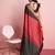 Brown printed satin fashion saree with blouse piece