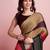 Brown printed satin fashion saree with blouse piece