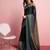 Black printed satin fashion saree with blouse piece