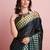 Black printed satin fashion saree with blouse piece