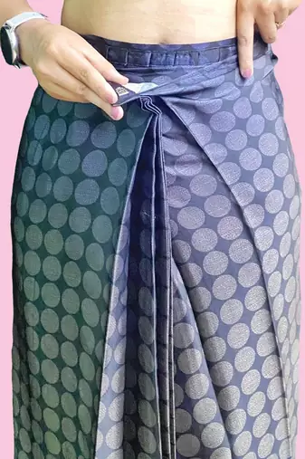 Black printed satin fashion saree with blouse piece