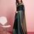 Brown printed satin fashion saree with blouse piece