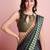 Brown printed satin fashion saree with blouse piece