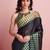 Brown printed satin fashion saree with blouse piece