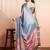 Green printed satin fashion saree with blouse piece
