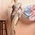 Green printed satin fashion saree with blouse piece