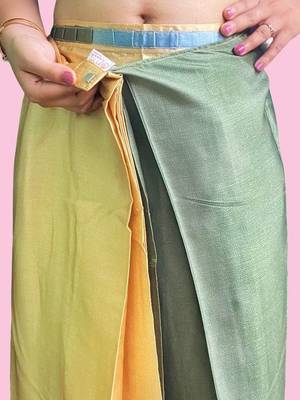 Green printed satin fashion saree with blouse piece 5