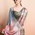 Green printed satin fashion saree with blouse piece