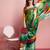 Green printed satin fashion saree with blouse piece