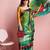 Green printed satin fashion saree with blouse piece