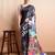 Black printed satin fashion saree with blouse piece