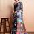 Black printed satin fashion saree with blouse piece