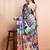 Black printed satin fashion saree with blouse piece