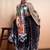 Black printed satin fashion saree with blouse piece