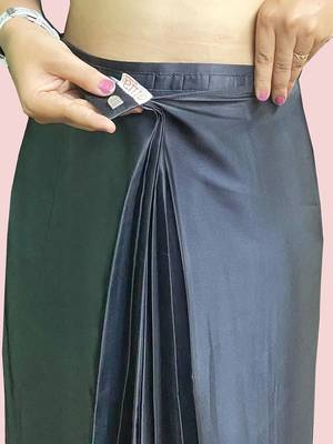Black printed satin fashion saree with blouse piece 5