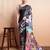 Black printed satin fashion saree with blouse piece