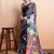 Black printed satin fashion saree with blouse piece