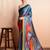 Grey printed satin fashion saree with blouse piece